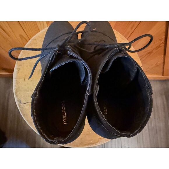 Maurices Women's 10 Cheri Black Faux Leather Wedge Ankle Booties Preppy - Picture 5 of 8